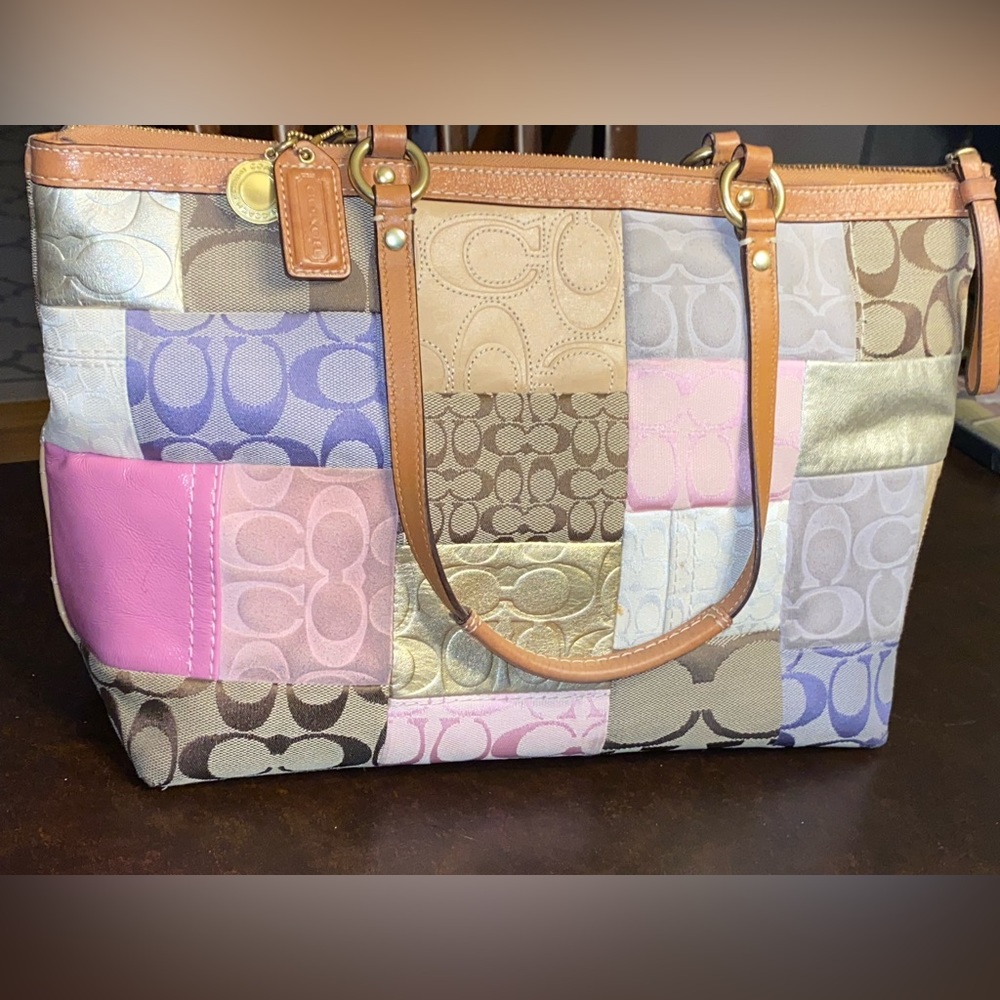 coach patchwork bag different textures and patterns vintage